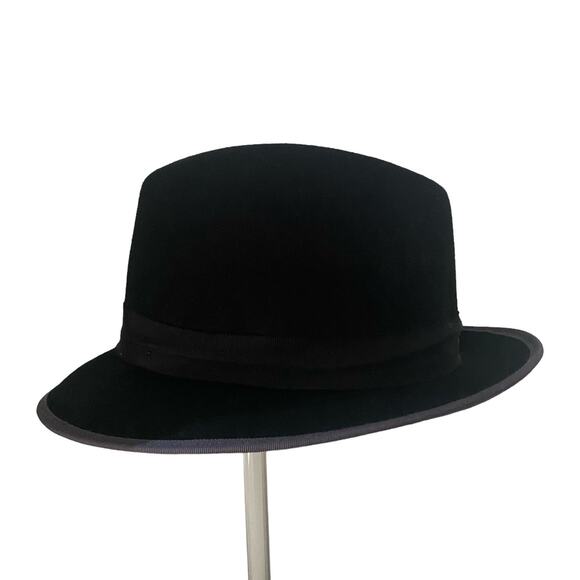 Goorin Bros. Black Wool Fedora Hat Gray Trim Size Small USA WPL 5923 Vintage - Picture 7 of 8